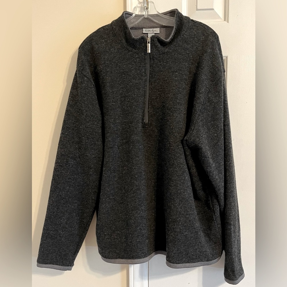Walter Hagen Men's Wool Quarter Zip/Pull Over Golf Sweater, Dark Gray, Large